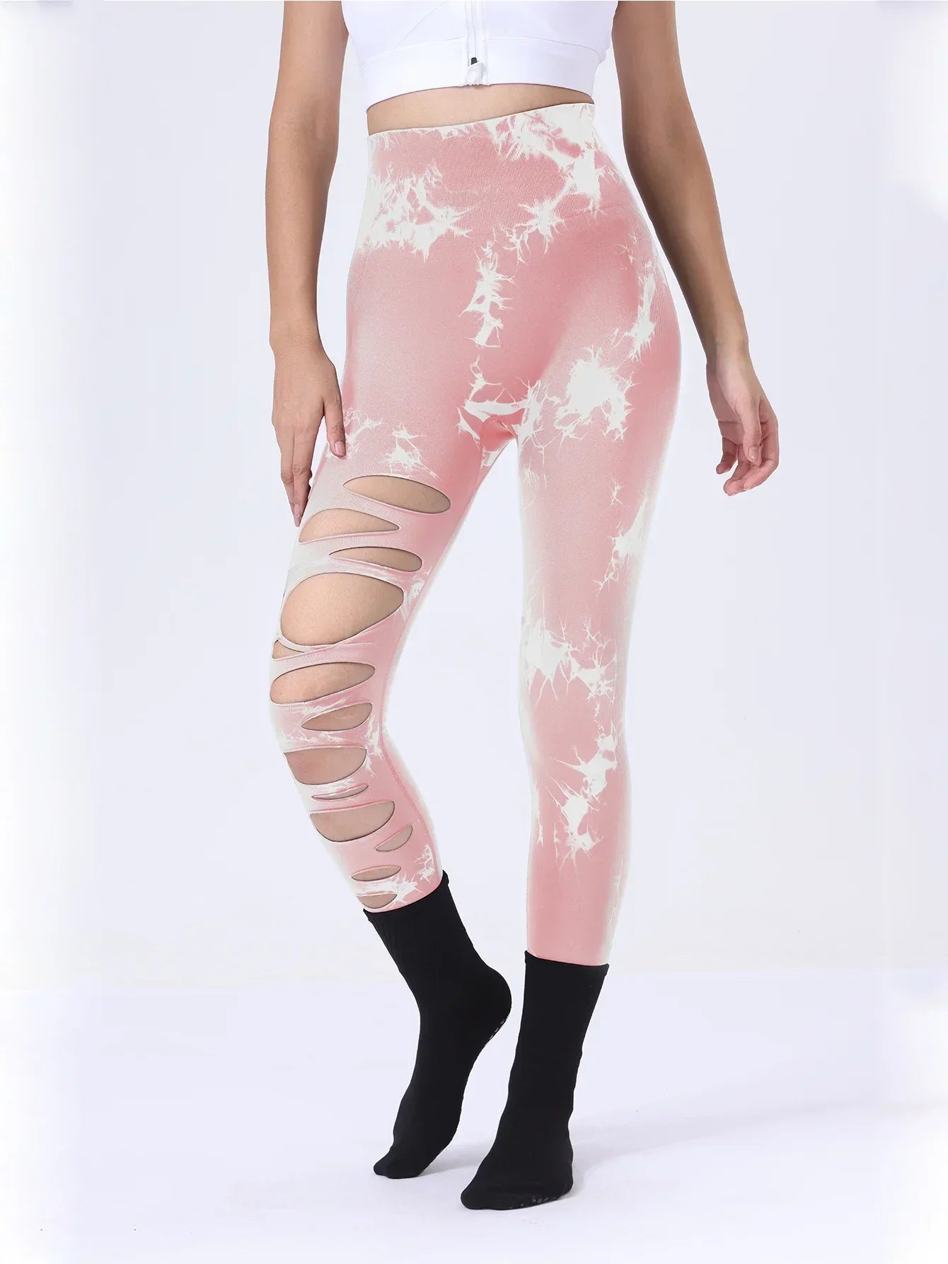 3 Pack Women's High Waist Cutout Tie Dye Leggings - Sculpting Scrunch Butt & Tummy Control for Confident Workouts & Style