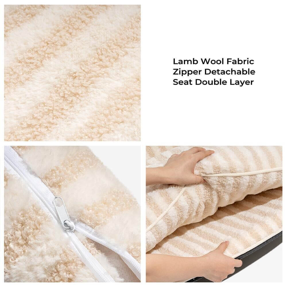 Lamb wool fabric with zipper detachable seat double layer feature