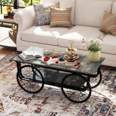 Elevate Your Living Room with a Sturdy Black Retro Coffee Table – Stylish Rectangle Design Perfect for Modern Homes