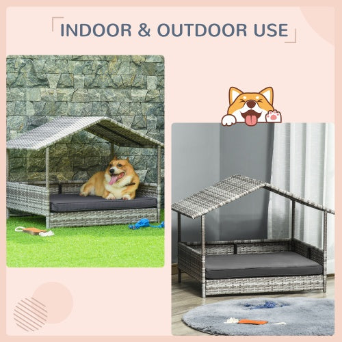 Stylish Rattan Dog House with Canopy – Perfect Outdoor Retreat for Small & Medium Dogs!