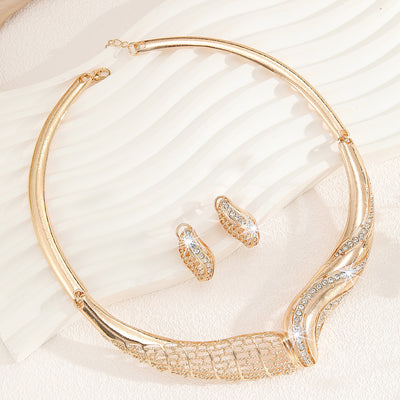 Metal Moon Necklace and Earrings Set for Women - Celestial Jewelry Gift