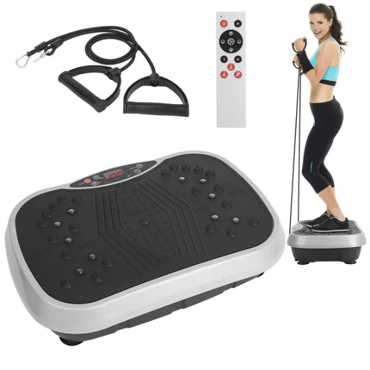 Vibration Plate Exercise Machine with Resistance Bands & Remote Control for Whole Body Fitness & Weight Loss