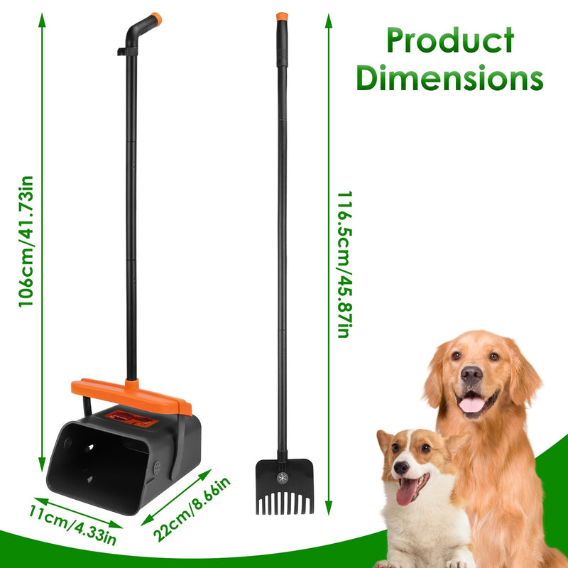 Ultimate Dog Poop Scooper Kit – Heavy-Duty Rake & Swiveling Bin with 35 Bags for Effortless Cleanups!