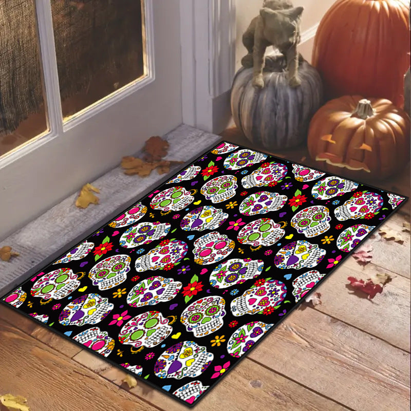 Halloween Porch Doormat Skull Entry Door Absorbent Door Mat