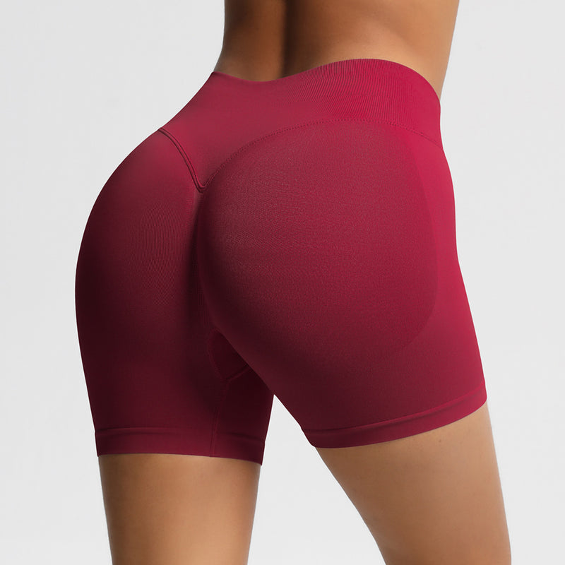 Seamless Three-section Waist Fitness Shorts Women's High Top Sports Yoga Shorts,Sizes: XS-XXL