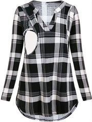 Black and white plaid shirt with cut-out design on a white background