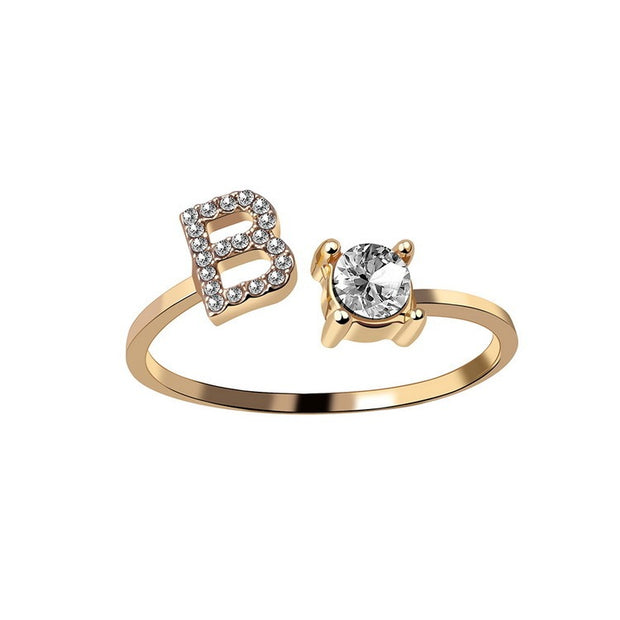 Alphabet Initial Letter Ring for Women - One Size Fashion Jewelry