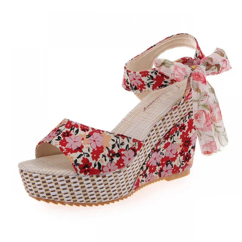 Floral Bow knot Wedge Sandals - Elevate Your Style with Confident Comfort