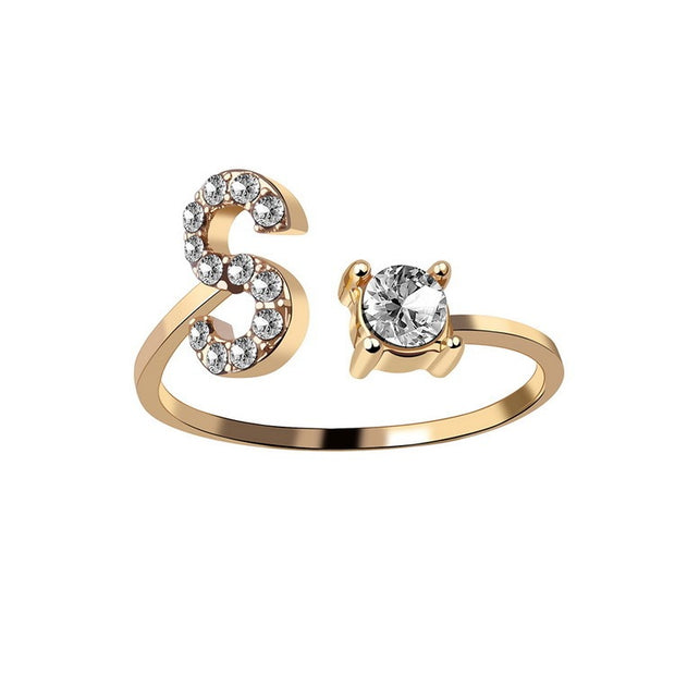 Alphabet Initial Letter Ring for Women - One Size Fashion Jewelry