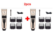 Set of 2 dog hair clippers, featuring sharp blades, charging cables, and 8 positioning combs for precise grooming.
