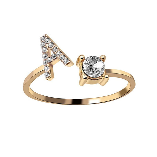 Alphabet Initial Letter Ring for Women - One Size Fashion Jewelry