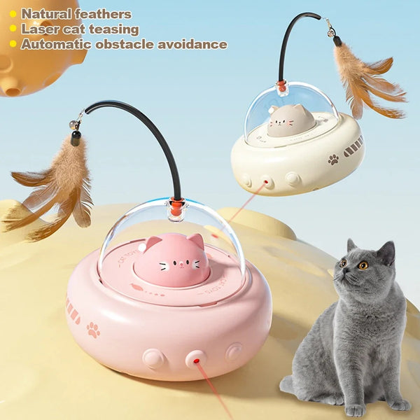 Smart UFO Cat Teaser Toy with Bell – Interactive Fun & Feather Training for Happy, Playful Cats!