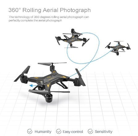 Three drones performing a 360-degree aerial photograph with text about their features.