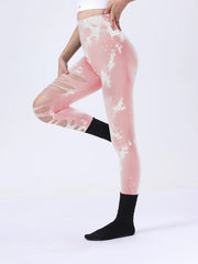 womens tie dye cutout tights