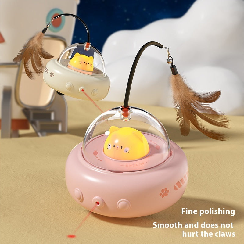 Smart UFO Cat Teaser Toy with Bell – Interactive Fun & Feather Training for Happy, Playful Cats!