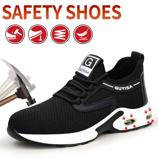 Black Lightweight Safety Sneakers for Men – Breathable Comfort for Work, Gym & Travel – Perfect for Casual, Tennis & Running