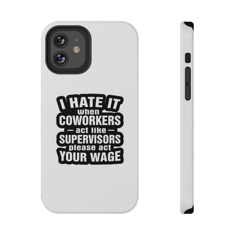 Phone case with humorous text design on a white background