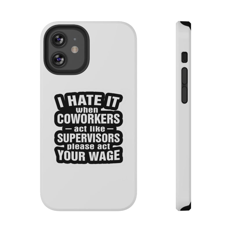 Phone case with humorous text design on a white background