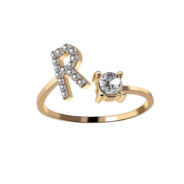 Alphabet Initial Letter Ring for Women - One Size Fashion Jewelry