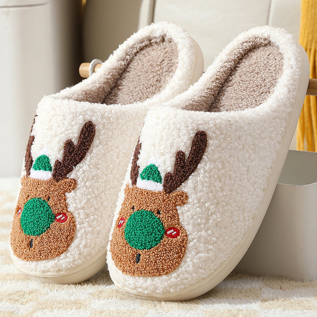 Christmas Elk Cozy Unisex Slip-On Slippers for Indoor Comfort
