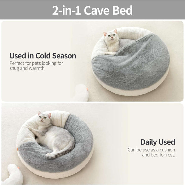 MEWOOFUN Enclosed Cat Bed Cave - Washable Pet Bed With Blank