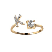 Alphabet Initial Letter Ring for Women - One Size Fashion Jewelry