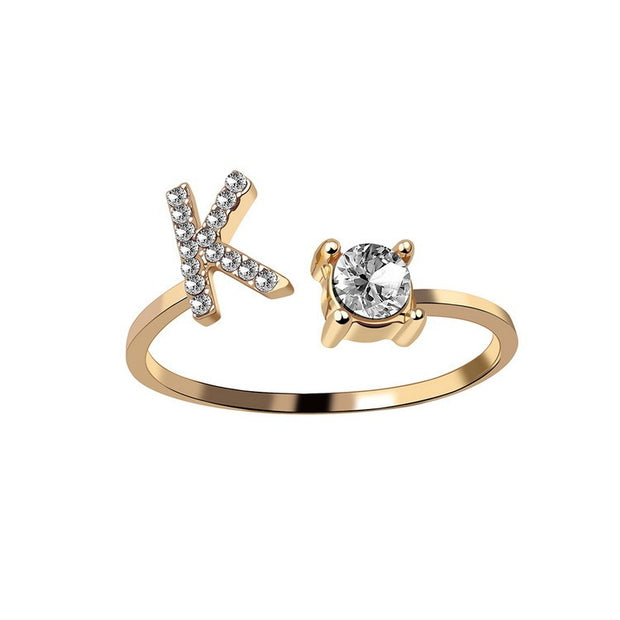 Alphabet Initial Letter Ring for Women - One Size Fashion Jewelry