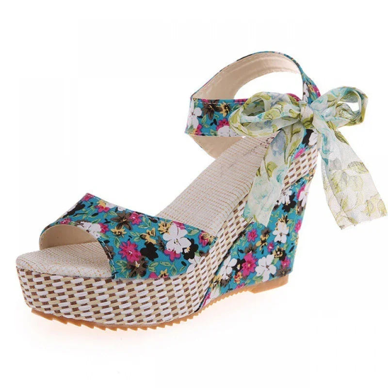 Floral Bow knot Wedge Sandals - Elevate Your Style with Confident Comfort