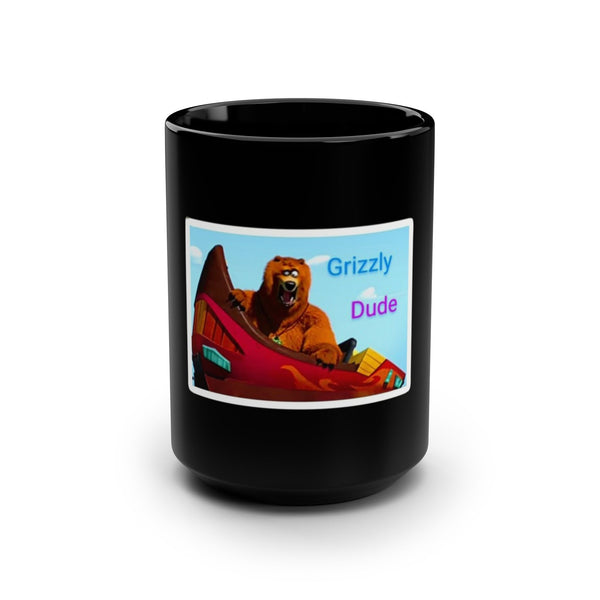 Grizzly Dude Black Mug | Hilarious Bear Cup for Camping Lovers