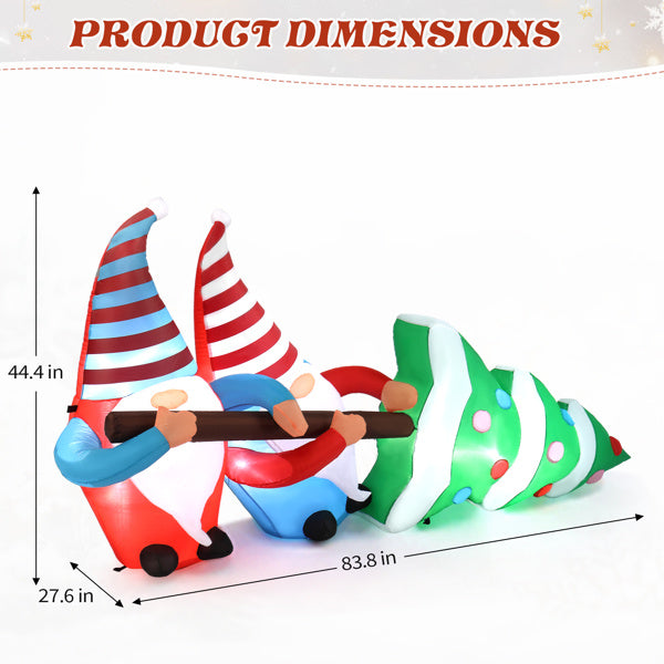 7 FT Lighted Christmas Inflatable Gnomes with Christmas Tree Decoration