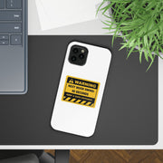 Mood Swing Warning Slim Case for phone with vibrant yellow label, perfect for adding fun personality and protection.