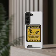 Vibrant Warning Phone Case with Card Holder featuring playful warning sign design for smartphone protection.