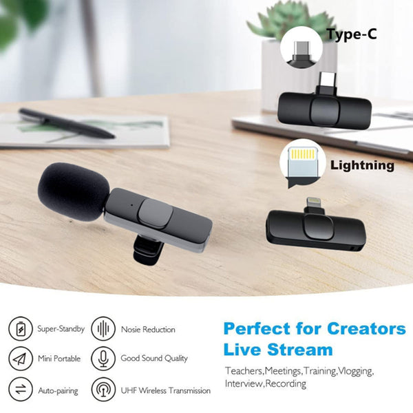 Crystal Clear Wireless Lavalier Microphone for iPhone & Android - Long Battery Life for Effortless Live Streaming & Gaming