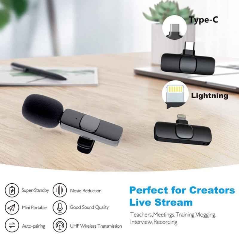 Crystal Clear Wireless Lavalier Microphone for iPhone & Android - Long Battery Life for Effortless Live Streaming & Gaming