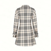 Women's Plaid Shirt Dress with Long Sleeves for Casual or Office Wear