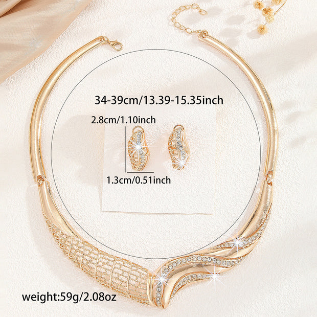 Metal Moon Necklace and Earrings Set for Women - Celestial Jewelry Gift