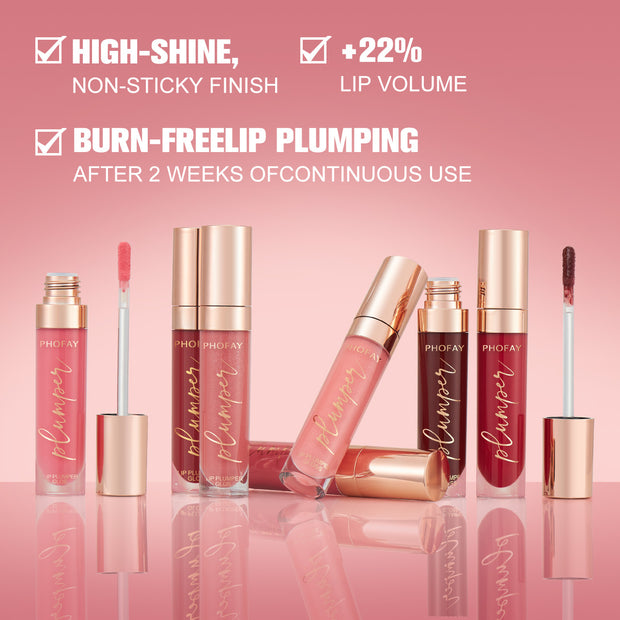 PHOFAY Shiny Lip Plumper Gloss - Hydrating Formula for Voluminous, Luscious Lips