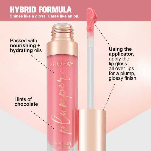 PHOFAY Shiny Lip Plumper Gloss - Hydrating Formula for Voluminous, Luscious Lips