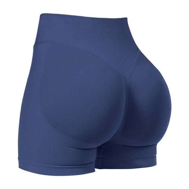 High waist seamless yoga shorts provide quick-dry comfort