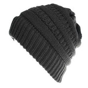Mixed Color Knitted Wool Hat for Women - Non-labeled Ponytail Design for Comfort and Style