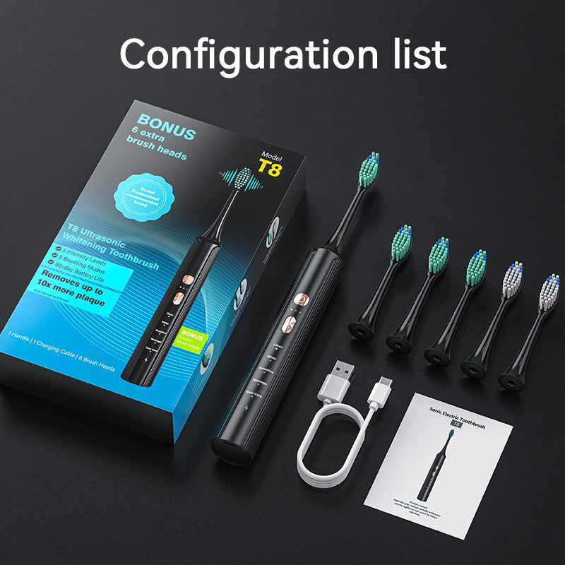 Aquasonic Ultra Whitening Toothbrush - 8 Replacement Heads and 4 Modes