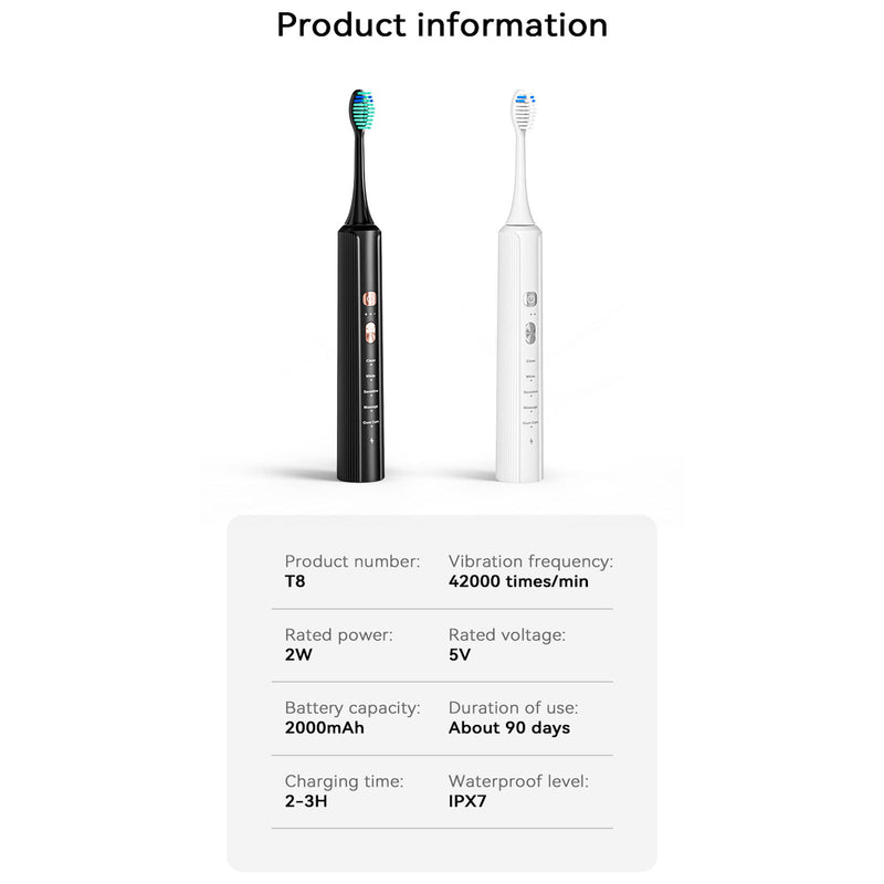 Aquasonic Ultra Whitening Toothbrush - 8 Replacement Heads and 4 Modes