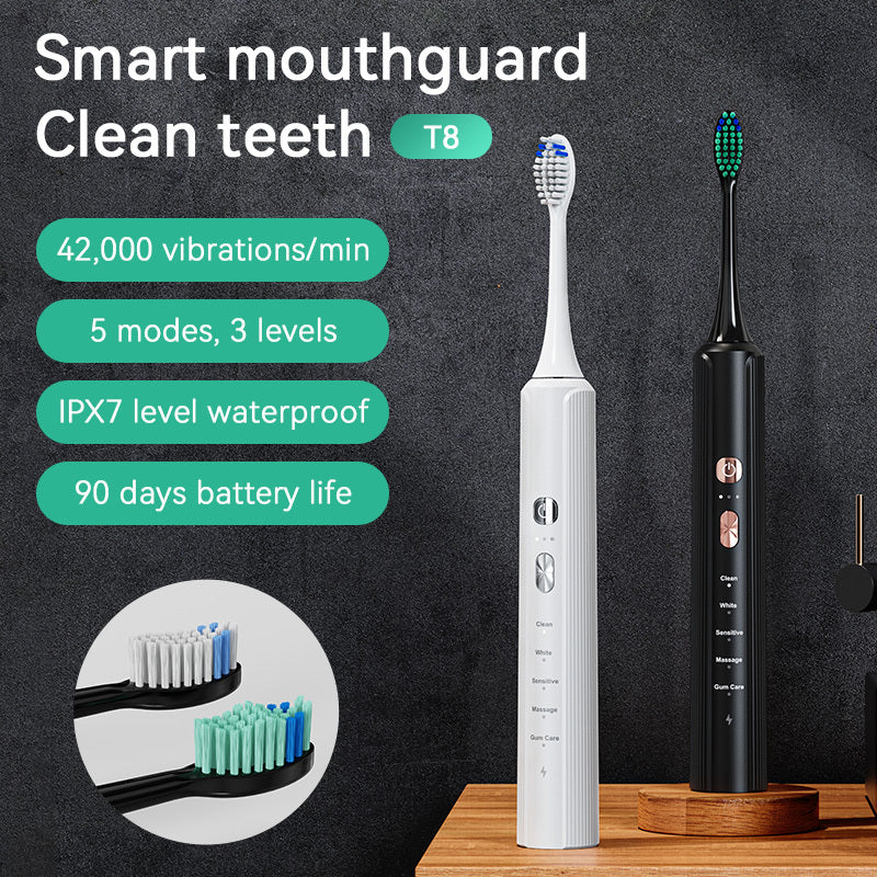 Aquasonic Ultra Whitening Toothbrush - 8 Replacement Heads and 4 Modes