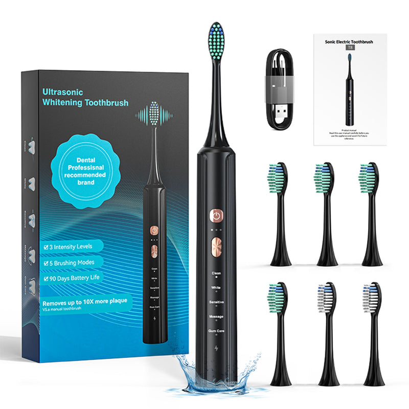 Aquasonic Ultra Whitening Toothbrush - 8 Replacement Heads and 4 Modes