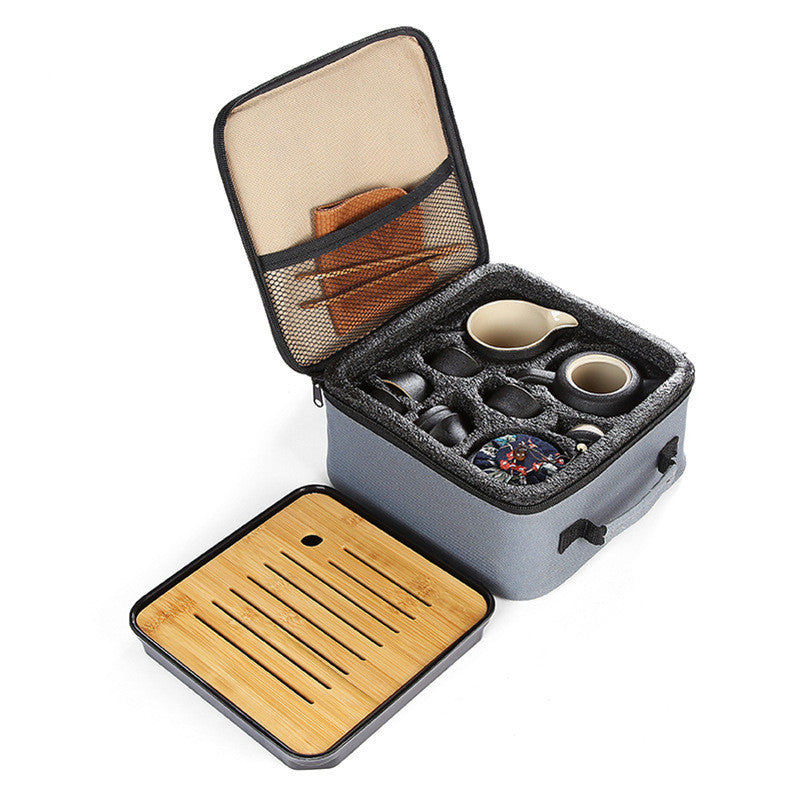 Japanese black pottery tea set