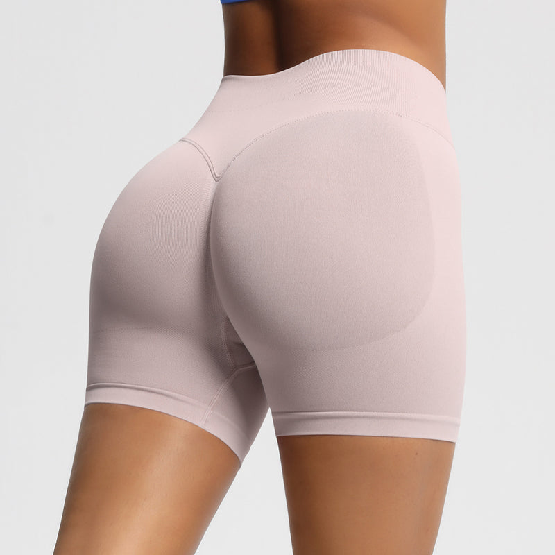 Seamless Three-section Waist Fitness Shorts Women's High Top Sports Yoga Shorts,Sizes: XS-XXL