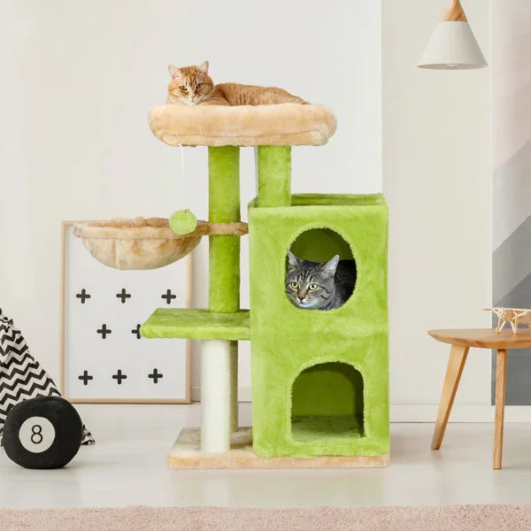 Cozy Cat Haven: 3-Inch Double-Layer Hammock in Vibrant Yellow-Green - Elevate Your Cat's Comfort & Playtime!