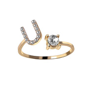 Alphabet Initial Letter Ring for Women - One Size Fashion Jewelry