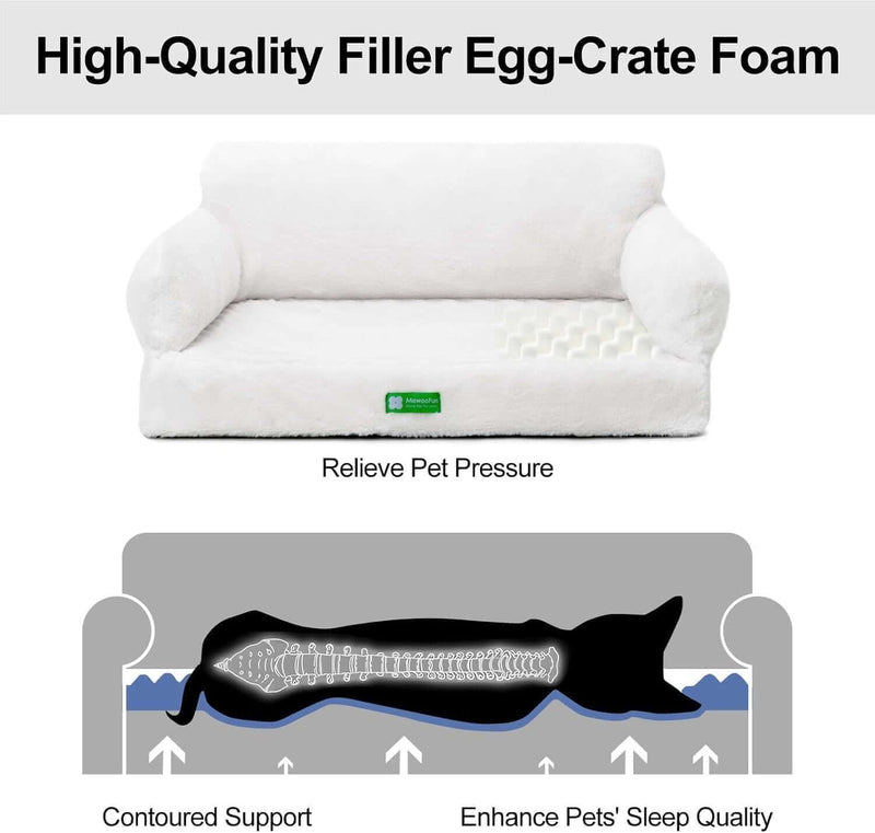 MEWOOFUN Orthopedic Dog Bed - Cozy Egg Foam Sofa for Small/Medium Dogs, Removable Washable Cover, Non-Slip Base, Large, Beige