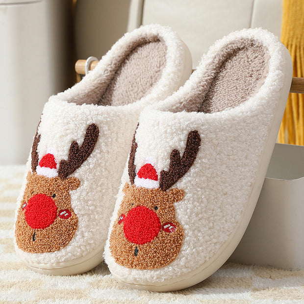 Christmas Elk Cozy Unisex Slip-On Slippers for Indoor Comfort